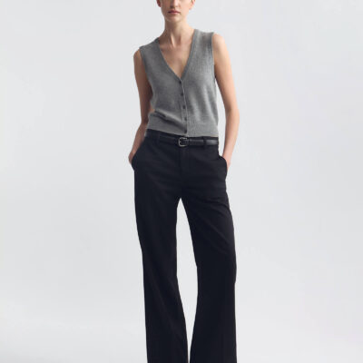Nili Lotan PORTER CASHMERE SWEATER VEST — PEBBLE GREY HEATHER - Image 2