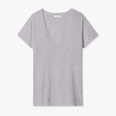 Nili Lotan CAROL VNECK TEE SHIRT — HEATHER GREY - Image 1