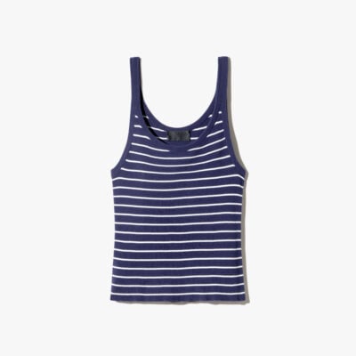 Nili Lotan WRENLEY STRIPE SWEATER TANK — ATLANTIC BLUE/IVORY STRIPE - Image 1