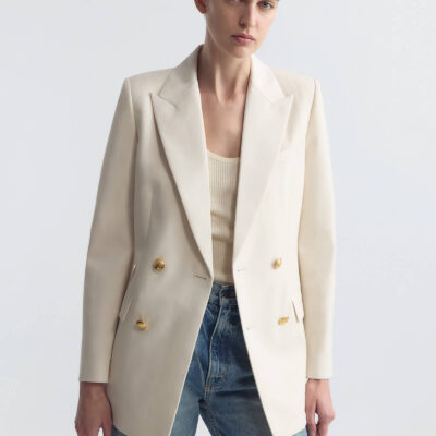 Nili Lotan WESTON DOUBLE BREASTED BLAZER — STONE - Image 2