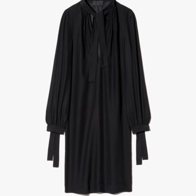 Nili Lotan VADA TIE NECK SILK DRESS — BLACK - Image 1