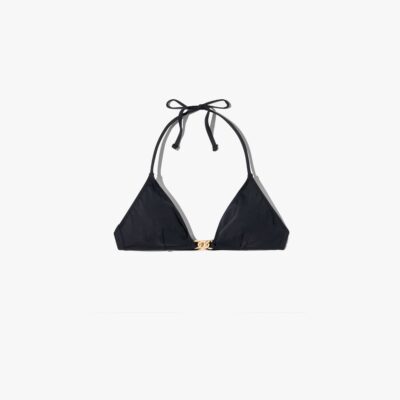 Nili Lotan TRIANGLE HARDWARE BIKINI TOP — BLACK - Image 1