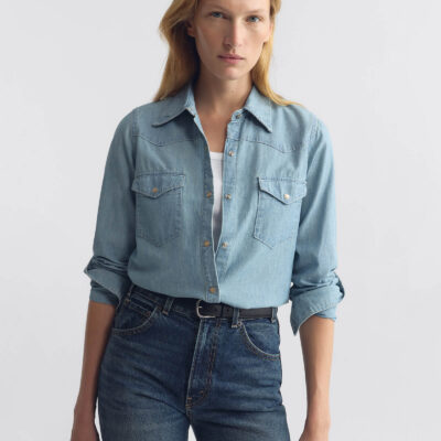Nili Lotan TRAVIS CHAMBRAY SHIRT — INDIGO CHAMBRAY - Image 2