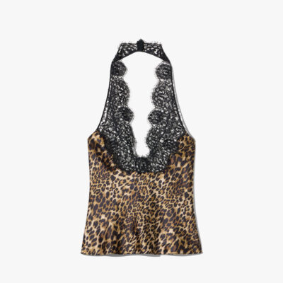 Nili Lotan TEO LACE HALTERNECK SILK TOP — VINTAGE LEOPARD PRINT - Image 1