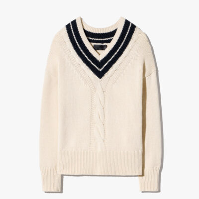 Nili Lotan SUNEEL SWEATER — ECRU/DARK NAVY - Image 1