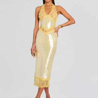Retrofete Vicky Sequin Lace Dress — Yuzu - Image 1