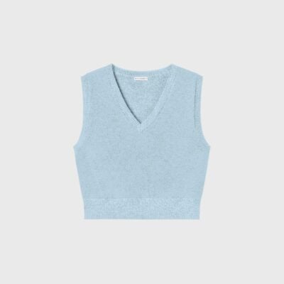 Silk Laundry Wool V-Neck Sweater Vest Cornflower - Image 1