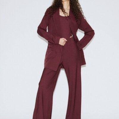 Silk Laundry Wool Silk Wide Legged Bias Cut Pants Deadleaf - Image 2
