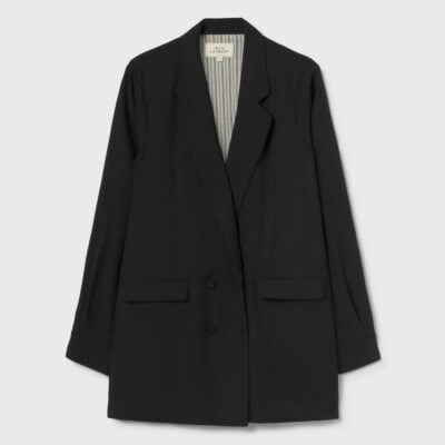Silk Laundry Wool Silk Relaxed Blazer Black - Image 1
