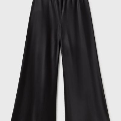 Silk Laundry Wide Bias Pants Raw Edge Black - Image 1