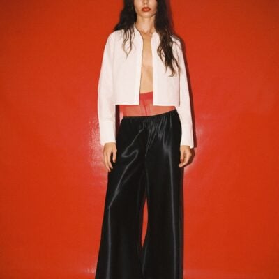 Silk Laundry Wide Bias Pants Raw Edge Black - Image 2