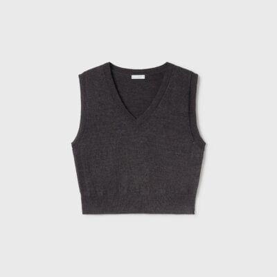 Silk Laundry V-Neck Sweater Vest Granite Melange - Image 1