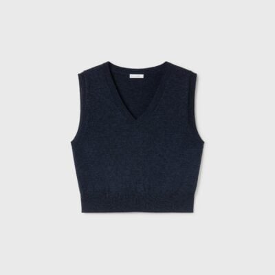 Silk Laundry V-Neck Sweater Vest Azul Melange - Image 1