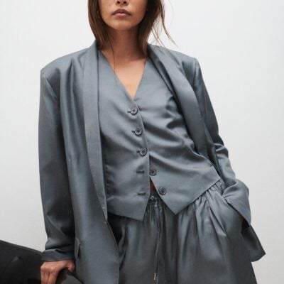 Silk Laundry Twill Vest Slate - Image 2