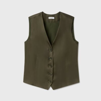 Silk Laundry Twill Vest Pine - Image 1