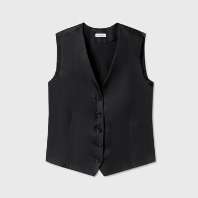 Silk Laundry Twill Vest Black - Image 1