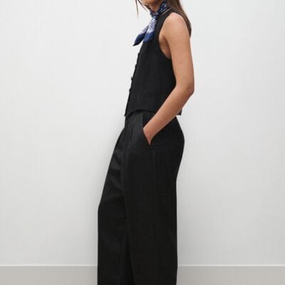 Silk Laundry Twill Vest Black - Image 2
