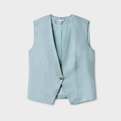 Silk Laundry Twill Slouch Vest Sky - Image 1