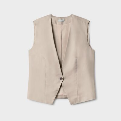Silk Laundry Twill Slouch Vest Hazelnut - Image 1