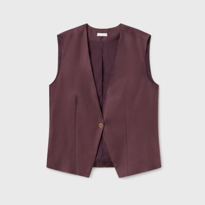 Silk Laundry Twill Slouch Vest Cacao - Image 1
