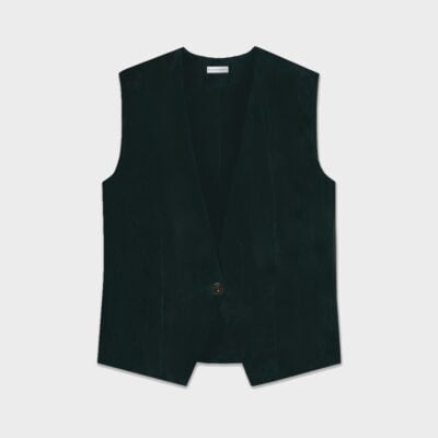 Silk Laundry Twill Slouch Vest Black - Image 1