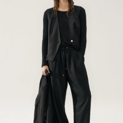 Silk Laundry Twill Slouch Vest Black - Image 2