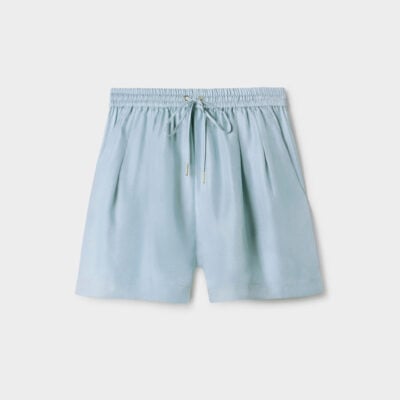 Silk Laundry Twill Slouch Shorts Sky - Image 1