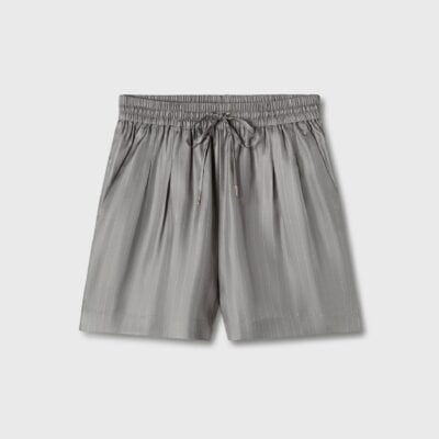 Silk Laundry Twill Slouch Shorts Moon Pinstripe - Image 1