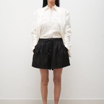 Silk Laundry Twill Slouch Shorts Black - Image 2
