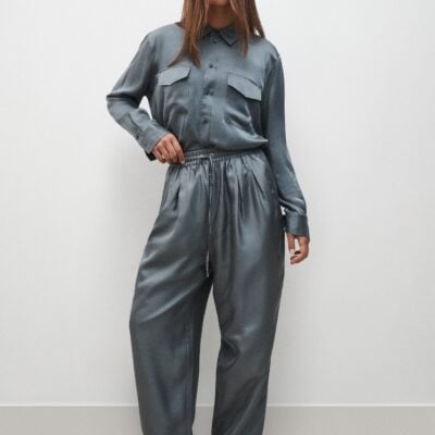 Silk Laundry Twill Slouch Pants Slate - Image 2