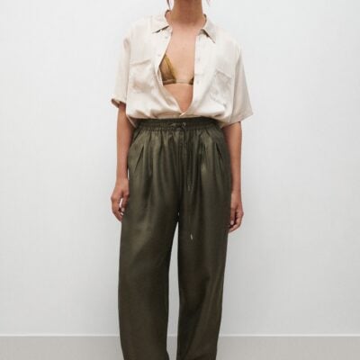 Silk Laundry Twill Slouch Pants Pine - Image 2