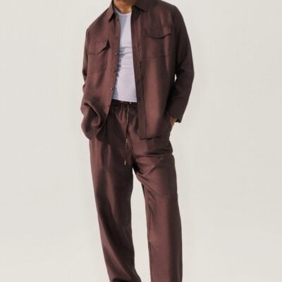 Silk Laundry Twill Slouch Pants Cacao - Image 2