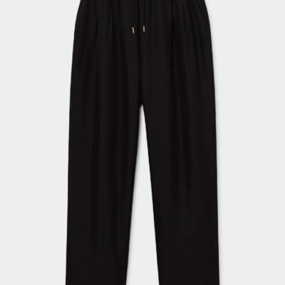 Silk Laundry Twill Slouch Pants Black - Image 1