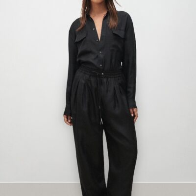 Silk Laundry Twill Slouch Pants Black - Image 2