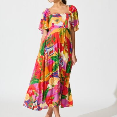 St Frock lazure Midi Dress in Purple Multi Print — 8 - Image 1