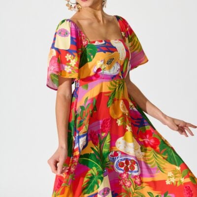 St Frock lazure Midi Dress in Purple Multi Print — 8 - Image 2