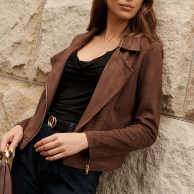 St Frock Zodiac Jacket in Chocolate Suedette — 8 - Image 1