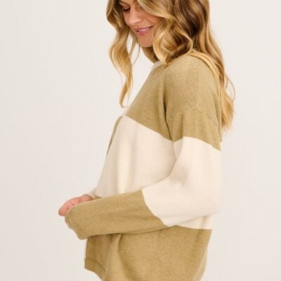 St Frock Zipporah Knit in Khaki and Beige Colour Block Cotton Blend — S - Image 2