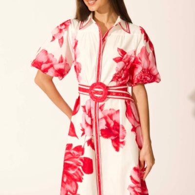 St Frock Zaraya Maxi Shirt Dress in Pink Floral Border Print Cotton — 8 - Image 2