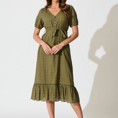 St Frock Zafira Maxi Dress in Khaki Cotton — 8 - Image 1