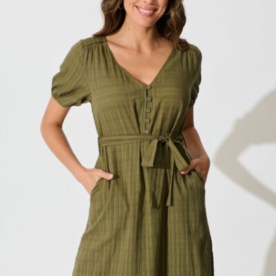 St Frock Zafira Maxi Dress in Khaki Cotton — 8 - Image 2