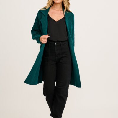 St Frock Winter Sun Knit Cardigan in Emerald Wool Blend - Image 1