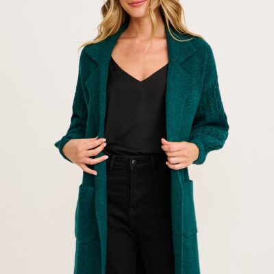 St Frock Winter Sun Knit Cardigan in Emerald Wool Blend - Image 2