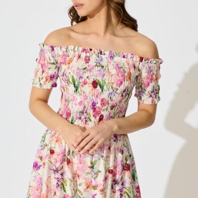 St Frock Wild Rose Whisper Dress in White with Lilac Floral — 8 - Image 2