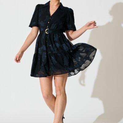 St Frock Whispered Grace Shirt Dress in Navy Burnout Chiffon — 8 - Image 1