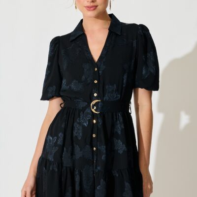 St Frock Whispered Grace Shirt Dress in Navy Burnout Chiffon — 8 - Image 2