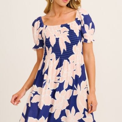 St Frock Whisper Maxi Dress in Navy with Pink Floral — 8 - Image 2
