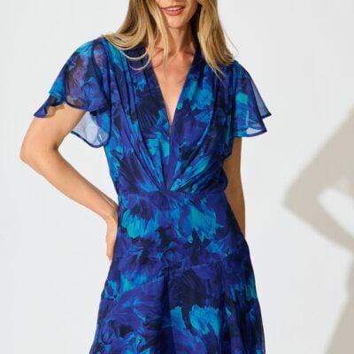 St Frock Whisper Lily Maxi Dress in Blue Watercolour Chiffon — 8 - Image 2