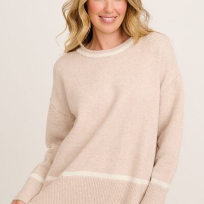 St Frock Warm Wishes Knit in Cream with White Trim Wool Blend — S/M - Image 1