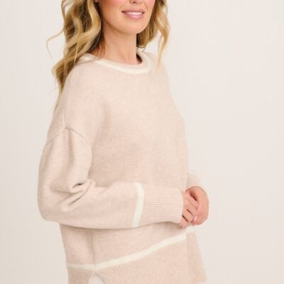 St Frock Warm Wishes Knit in Cream with White Trim Wool Blend — S/M - Image 2